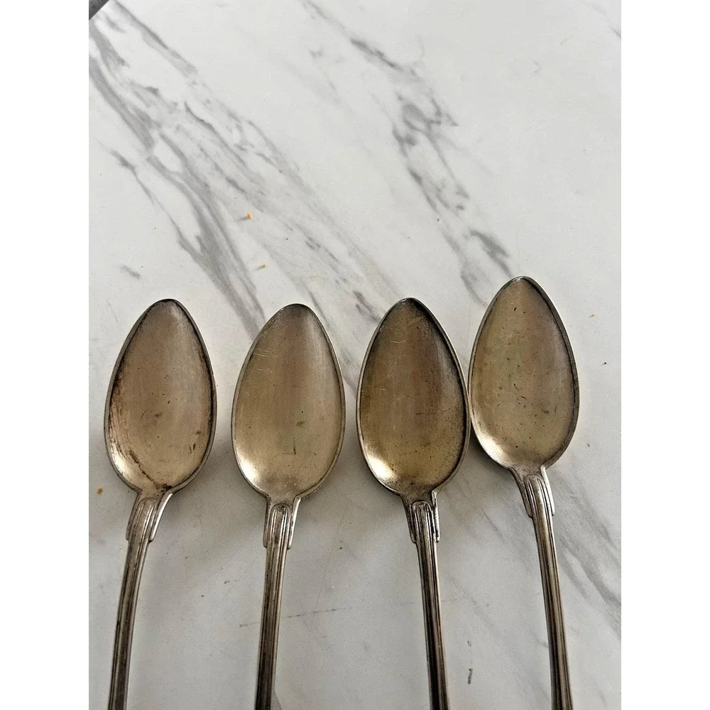 Antique Christofle France Silver Plated Dinner Serving Spoons Lot of 4 Fiddle A